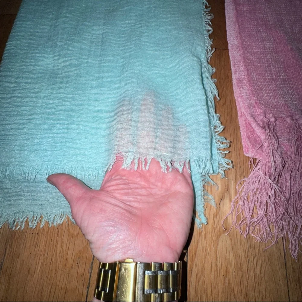 2 women’s scarves Soft Lightweight Pink & Aqua Scarf Duo